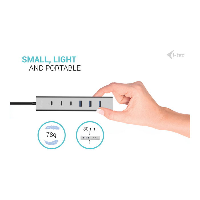 I-TEC USB-C/USB-A Charging Metal HUB 7 Port (3x USB-C, 4x USB-A)