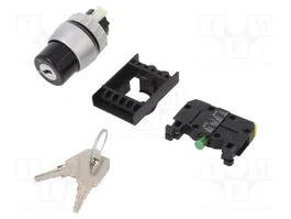 SPAMEL Interruptor rotativo con llave ST22 22mm Negro
