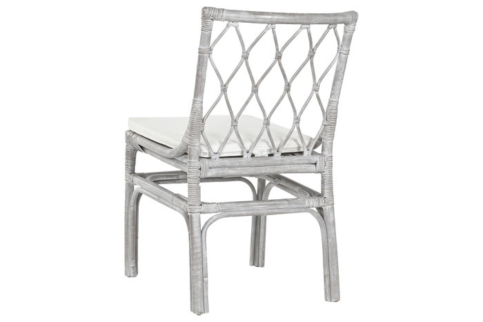 DKD Home Decor Silla de Ratán con Cojín Decapé Blanco DKD Home Decor Silla de Ratán con Cojín Decapé Blanco