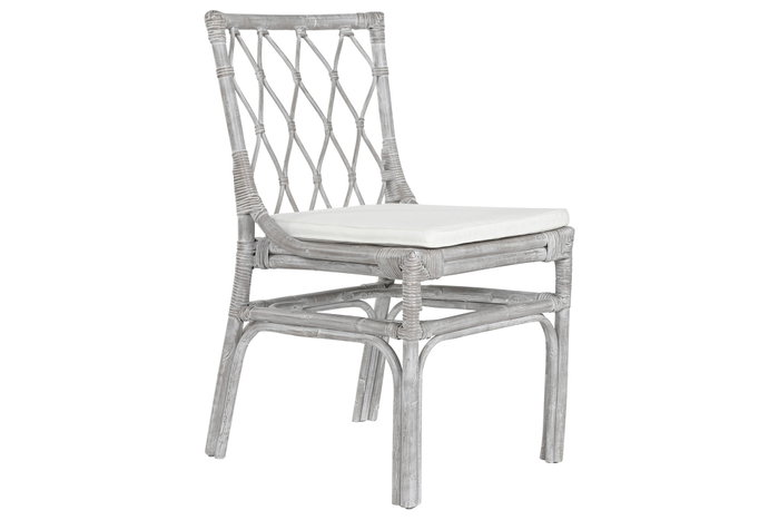 DKD Home Decor Silla de Ratán con Cojín Decapé Blanco DKD Home Decor Silla de Ratán con Cojín Decapé Blanco