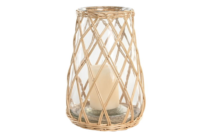 DKD Home Decor Portavela Colonial Cristal y Fibra Transparente Marron Claro 28 x 38 x 28 cm (2 Unidades) DKD Home Decor Portavela Colonial Cristal y Fibra Transparente Marron Claro 28 x 38 x 28 cm (2 Unidades)