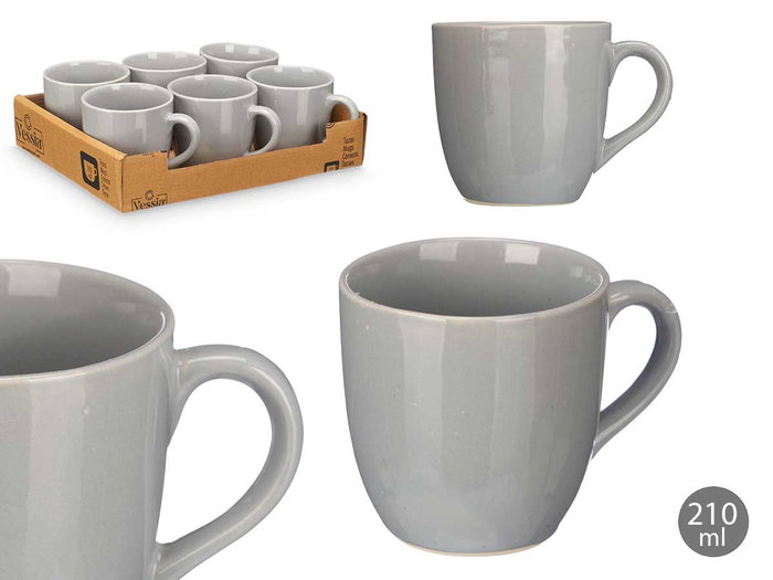 Vessia Taza Café con Leche Gris 210 ml Cerámica 11x8x8 cm (Set de 24) Vessia Taza Café con Leche Gris 210 ml Cerámica 11x8x8 cm (Set de 24)