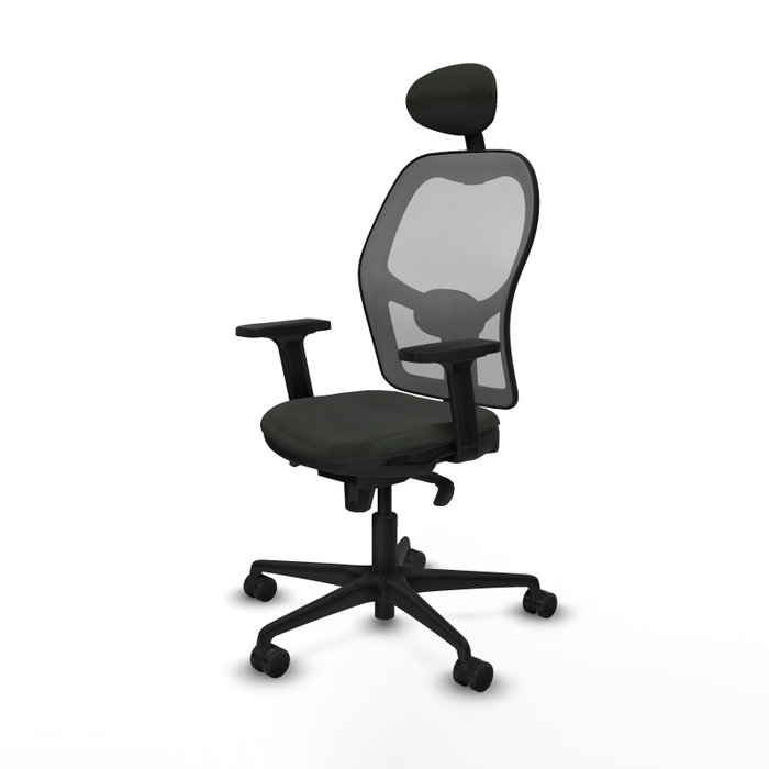 PIQUERAS Y CRESPO Silla de oficina Jorquera con mecanismo sincro, tela negra y malla gris PIQUERAS Y CRESPO Silla de oficina Jorquera con mecanismo sincro, tela negra y malla gris