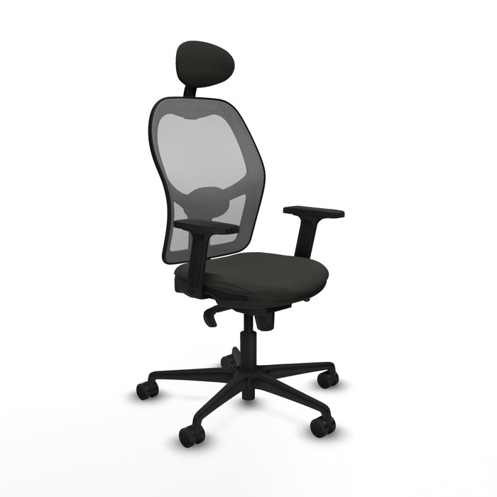 PIQUERAS Y CRESPO Silla de oficina Jorquera con mecanismo sincro, tela negra y malla gris PIQUERAS Y CRESPO Silla de oficina Jorquera con mecanismo sincro, tela negra y malla gris