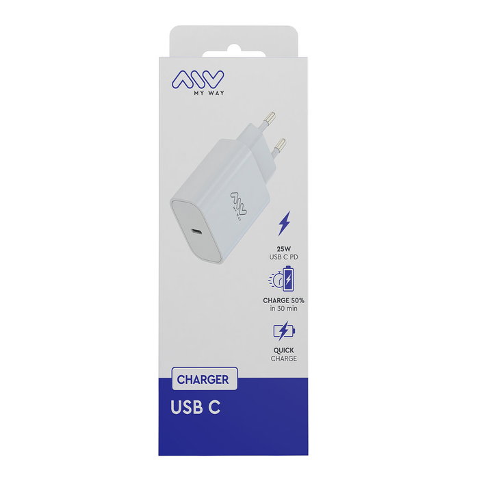 Myway Cargador de Pared MWACC0018 45W USB Tipo-C Blanco Myway Cargador de Pared MWACC0018 45W USB Tipo-C Blanco