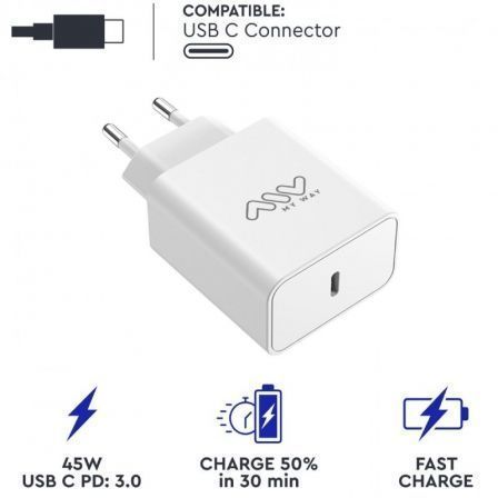 Myway MWACC0018 Cargador de Pared 1xUSB Tipo-C 45W Blanco