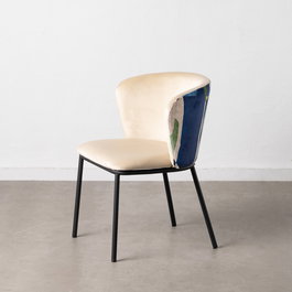 Silla Abstracto Verde-Beige Tejido-Metal 58 X 52 X 77 cm (Set de 2)