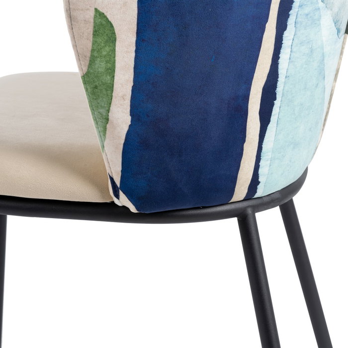 Silla Abstracto Verde-Beige Tejido-Metal 58 X 52 X 77 cm (Set de 2)