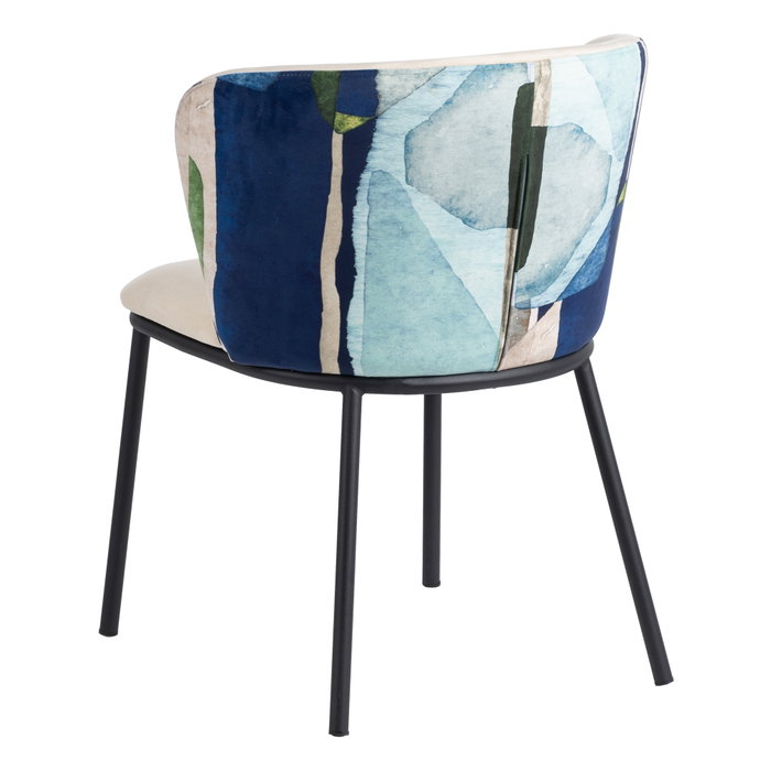 Silla Abstracto Verde-Beige Tejido-Metal 58 X 52 X 77 cm (Set de 2)