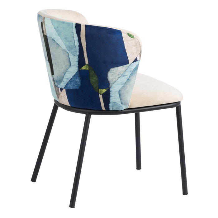 Silla Abstracto Verde-Beige Tejido-Metal 58 X 52 X 77 cm (Set de 2)