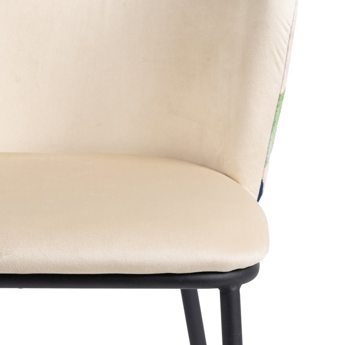 Silla Abstracto Verde-Beige Tejido-Metal 58 X 52 X 77 cm (Set de 2)