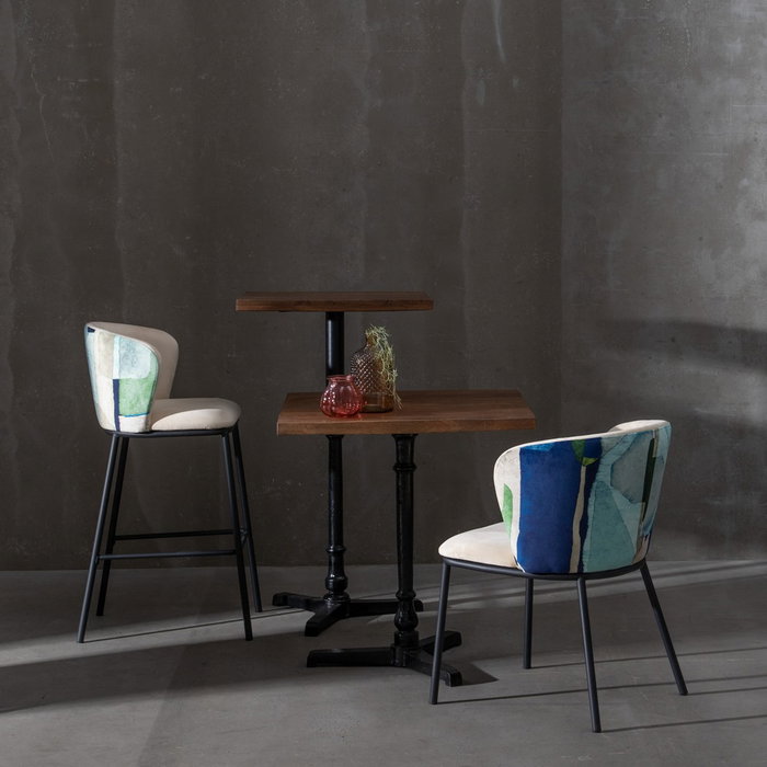 Silla Abstracto Verde-Beige Tejido-Metal 58 X 52 X 77 cm (Set de 2)