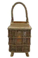 DKD Home Decor Portavelas de Yute y Cristal Natural (Pack de 4)