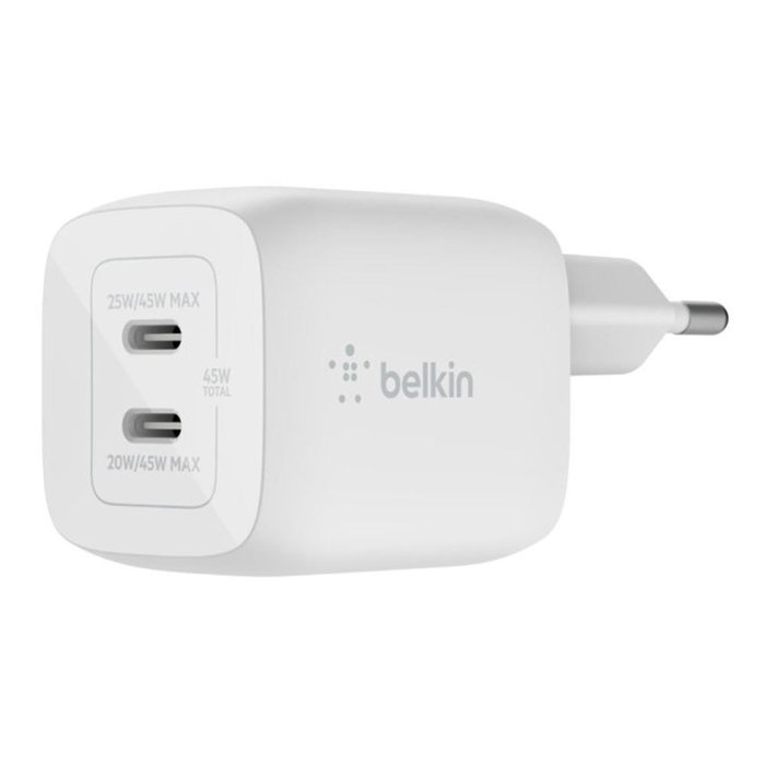 Belkin Boost Charge Pro Cargador Doméstico Doble USB-C 45W (25W+20W) WCH011vfWH Belkin Boost Charge Pro Cargador Doméstico Doble USB-C 45W (25W+20W) WCH011vfWH
