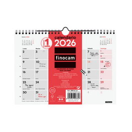 Finocam Calendario de Pared 2027 Catalán Mensual para Escribir 110x235 mm