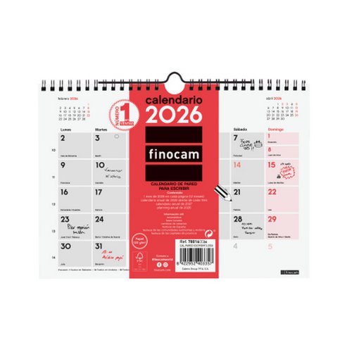 Finocam Calendario de Pared 2027 Catalán Mensual para Escribir 110x235 mm Finocam Calendario de Pared 2027 Catalán Mensual para Escribir 110x235 mm