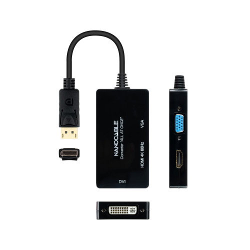 Nanocable Conversor DisplayPort a HDMI/DVI/VGA 20 cm Negro Nanocable Conversor DisplayPort a HDMI/DVI/VGA 20 cm Negro