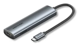 Vention Estación de Acoplamiento USB-C TGL, TGLHB, 1xUSB-C, 2xUSB, HDMI 4K, PD 100W, Color Gris