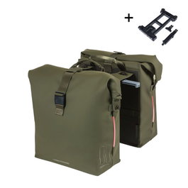 Basil Soho Alforjas Dobles 41L Verdes con Tira LED para Bicicleta
