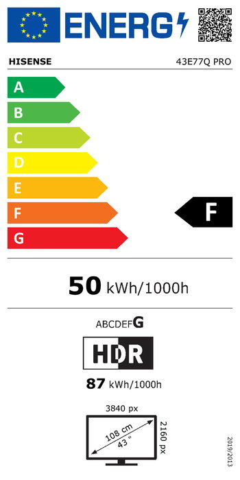 Hisense 43E77Q PRO Smart TV QLED 43 Pulgadas 4K Ultra HD 144 Hz WiFi Bluetooth HDR10+ Dolby Atmos