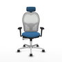 PIQUERAS Y CRESPO Silla de oficina Jorquera con mecanismo Sincro/Traslack Azul claro y Blanco