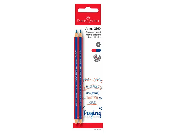 Faber Castell Lápices Bicolor Fino 2160-RB Hexagonal Rojo/Azul Blister 2 Unidades