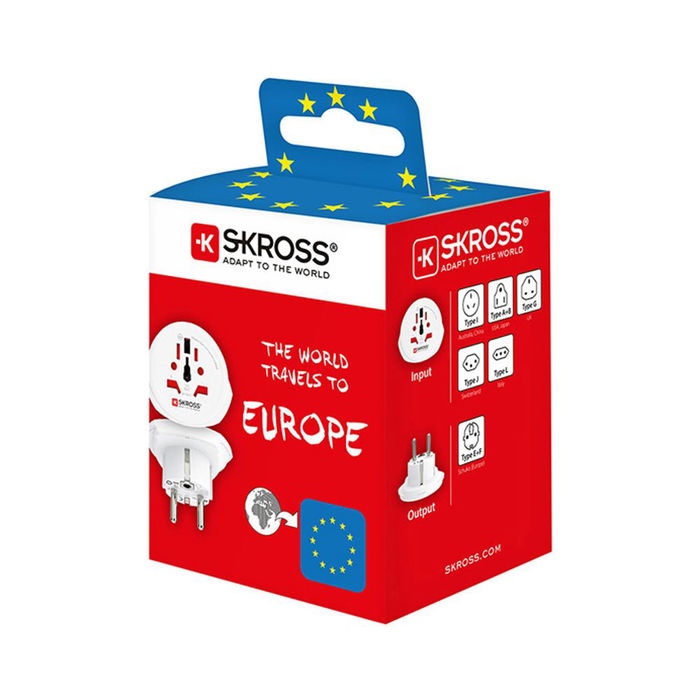 Skross Adaptador Mundial a Europa 1500211-e para Enchufes con y sin Conexión a Tierra Diseñado en Suiza