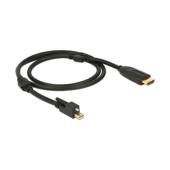 DeLOCK Cable adaptador Mini DisplayPort 1.2 macho con tornillo a HDMI macho 4K, 2 m, negro
