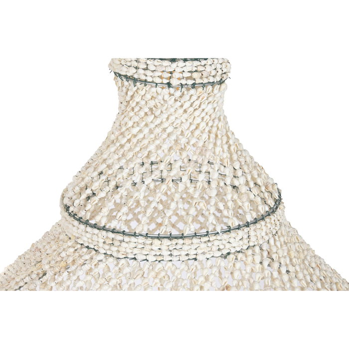DKD Home Decor Lámpara de Techo de Conchas Hecha a Mano Blanco Roto 52x52x140 cm