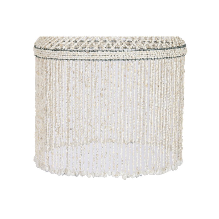 DKD Home Decor Lámpara de Techo de Conchas Hecha a Mano Blanco Roto 52x52x140 cm
