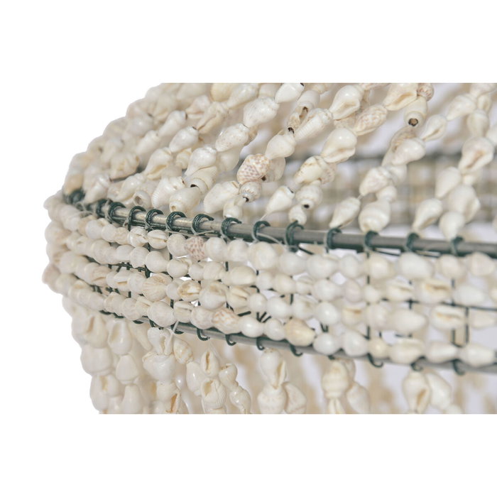 DKD Home Decor Lámpara de Techo de Conchas Hecha a Mano Blanco Roto 52x52x140 cm