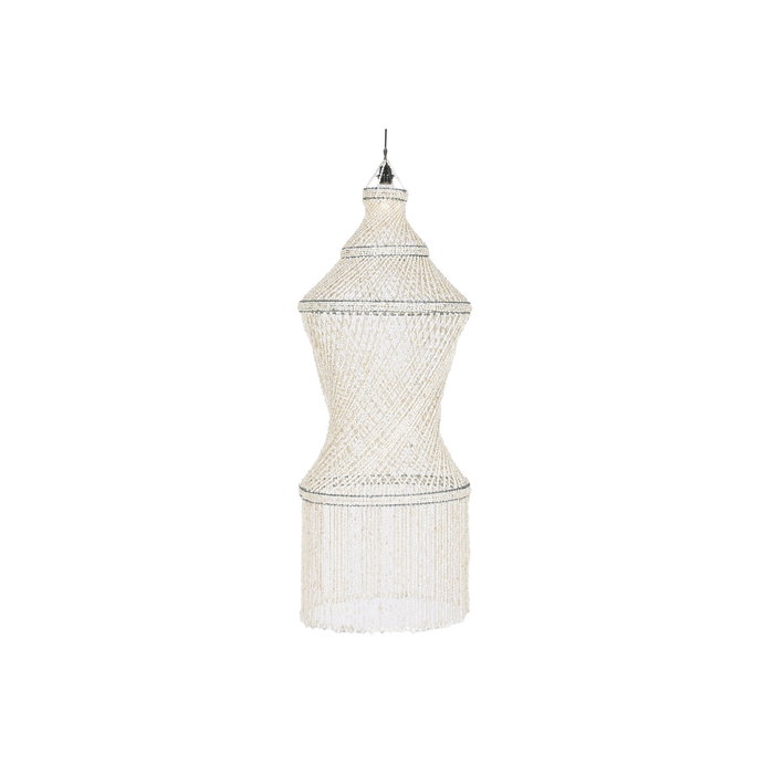 DKD Home Decor Lámpara de Techo de Conchas Hecha a Mano Blanco Roto 52x52x140 cm