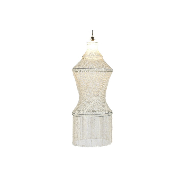 DKD Home Decor Lámpara de Techo de Conchas Hecha a Mano Blanco Roto 52x52x140 cm