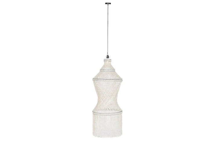 DKD Home Decor Lámpara Techo Balines Lamps 2c 24 Blanco Roto Conchas 52 x 52 x 140 cm