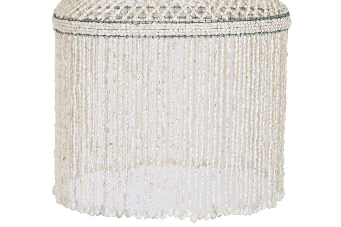 DKD Home Decor Lámpara Techo Balines Lamps 2c 24 Blanco Roto Conchas 52 x 52 x 140 cm