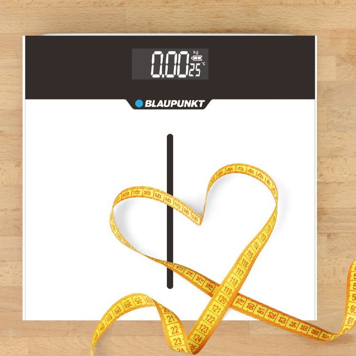 BLAUPUNKT Báscula de Baño Digital con Indicador de Temperatura y Superficie de Cristal Extraplano