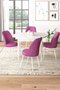 Hanah Home Juego de Mesa y Sillas de Comedor de 5 Piezas, Blanco y Púrpura, Tablero Melamina, Patas Metal, Sillas Tela Jerry, 90x75x90cm