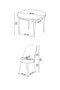 Hanah Home Juego de Mesa y Sillas de Comedor de 5 Piezas, Blanco y Púrpura, Tablero Melamina, Patas Metal, Sillas Tela Jerry, 90x75x90cm