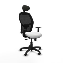 PIQUERAS Y CRESPO Silla de oficina Alocén con mecanismo Sincro, Blanco y Negro