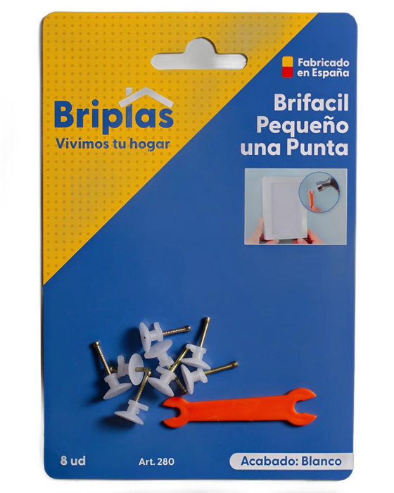 BRIPLAS Cuelga Fácil Cuadros 1 Punta Pequeño Pack de 8 BRIPLAS Cuelga Fácil Cuadros 1 Punta Pequeño Pack de 8