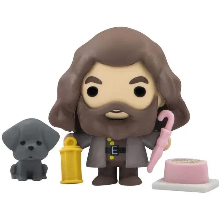 Figura de Harry Potter Rubeus Hagrid con Fang y complementos, de goma, 8 cm
