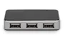 Digitus DA-70220 Hub USB 2.0 de 4 Puertos, Negro y Plata, 480 Mbps, Conector Mini-B, Compatible con Windows y Mac