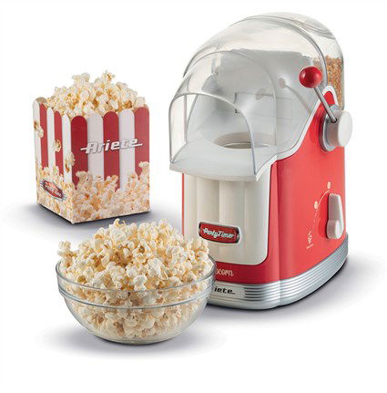 Ariete 2958/00 Máquina de Palomitas Party Time Roja Diseño Retro Años 50 Ideal para Snacks Naturales y Libres de Grasas