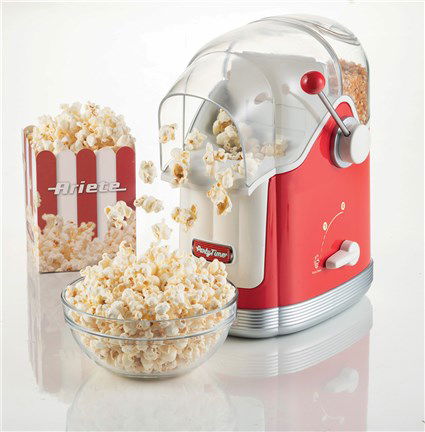 Ariete 2958/00 Máquina de Palomitas Party Time Roja Diseño Retro Años 50 Ideal para Snacks Naturales y Libres de Grasas