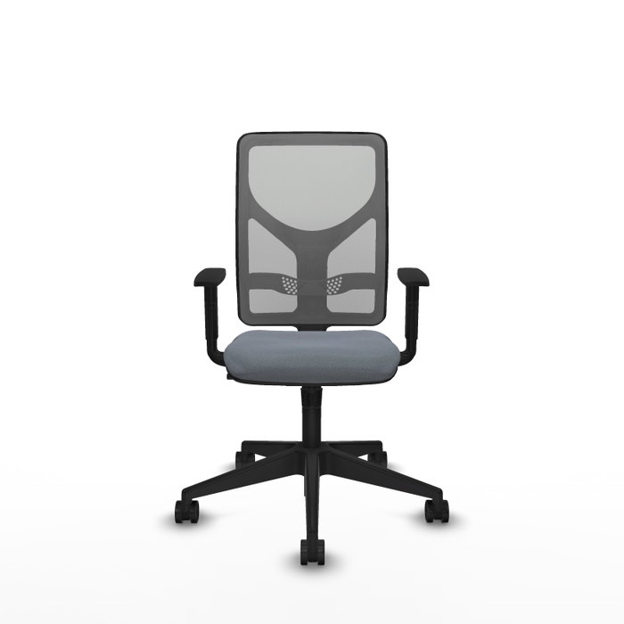 Silla de oficina Motilla con mecanismo Sincro tapizada con Tela color Gris. Equipada con lumbar 1D, Brazos 1D y Ruedas 65mm nailon