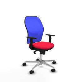 PIQUERAS Y CRESPO Silla de oficina Jorquera con mecanismo Sincro, Tela Roja y Malla Azul