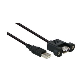 GoodConnections USB 2.0 A/A Macho-Hembra Cable de Extensión 1.8 m Negro para Montaje Empotrado