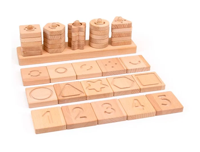 Andreutoys Juego Didactico Formas Geometricas Sensoriales Madera Inclusivo para Desarrollo Tactil y Logico