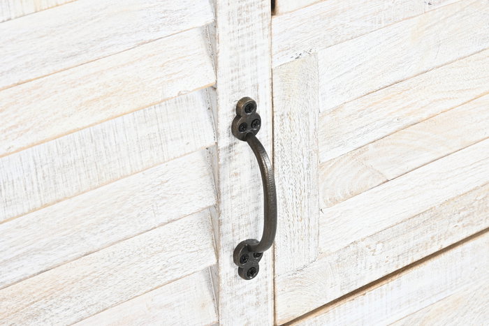 DKD Home Decor Vitrina de Cristal Estilo Romántico con 3 Cajones y 4 Puertas - Color Blanco y Natural - Dimensiones 180 x 45 x 220 cm (Ancho x Fondo x Alto)