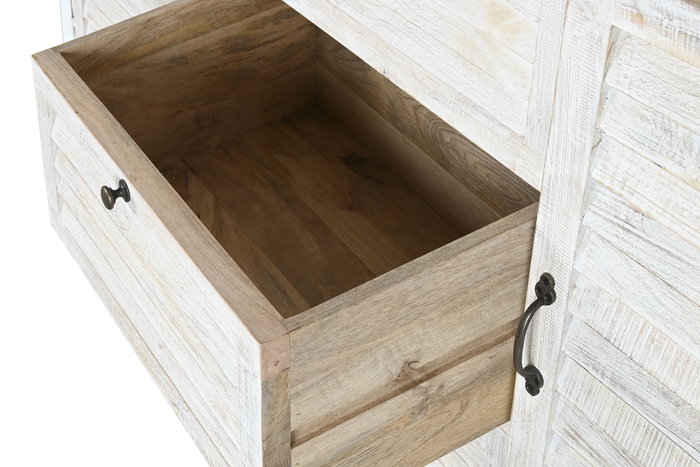 DKD Home Decor Vitrina de Cristal Estilo Romántico con 3 Cajones y 4 Puertas - Color Blanco y Natural - Dimensiones 180 x 45 x 220 cm (Ancho x Fondo x Alto)